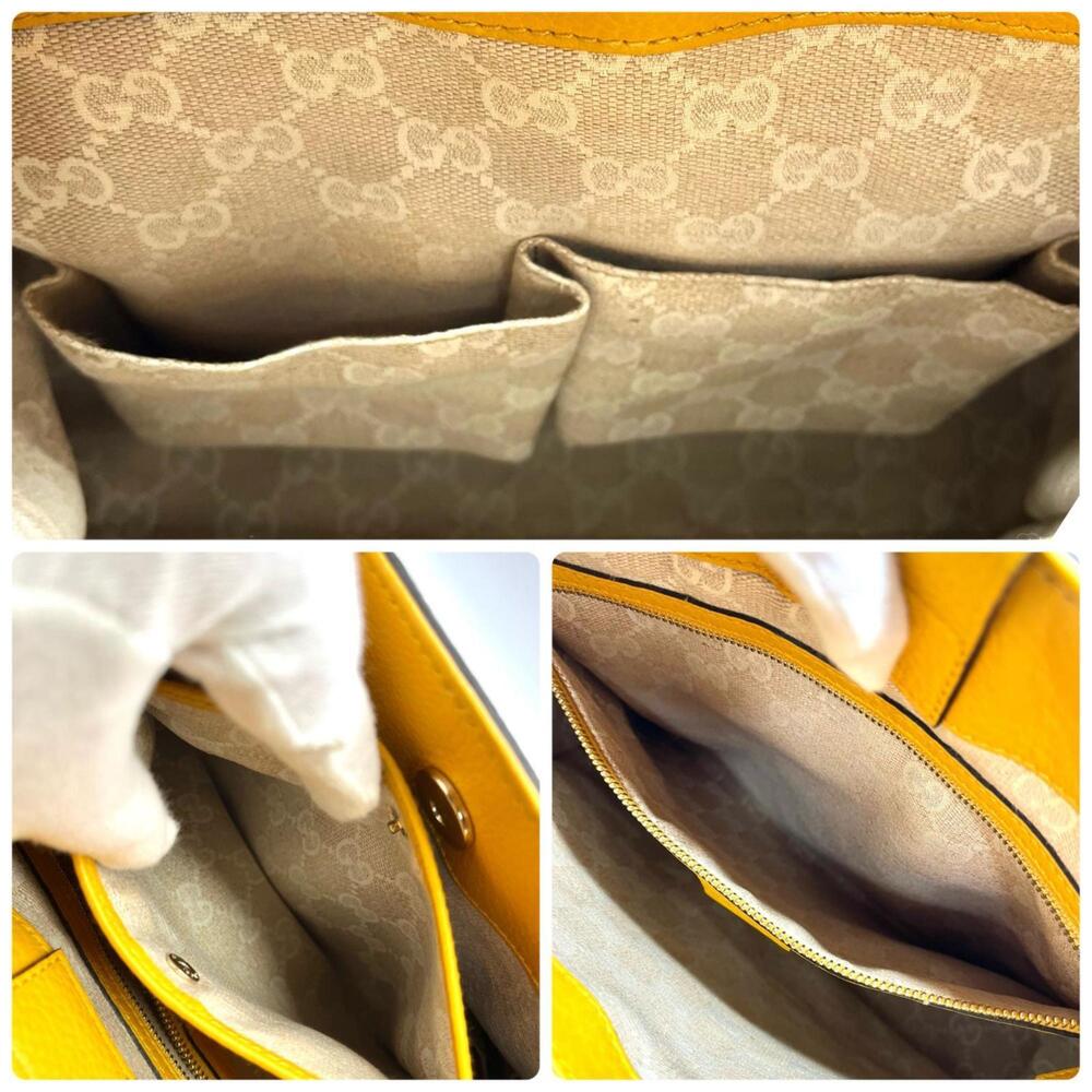 GUCCI Yellow Leather Bamboo Bag - Picture 7 of 10